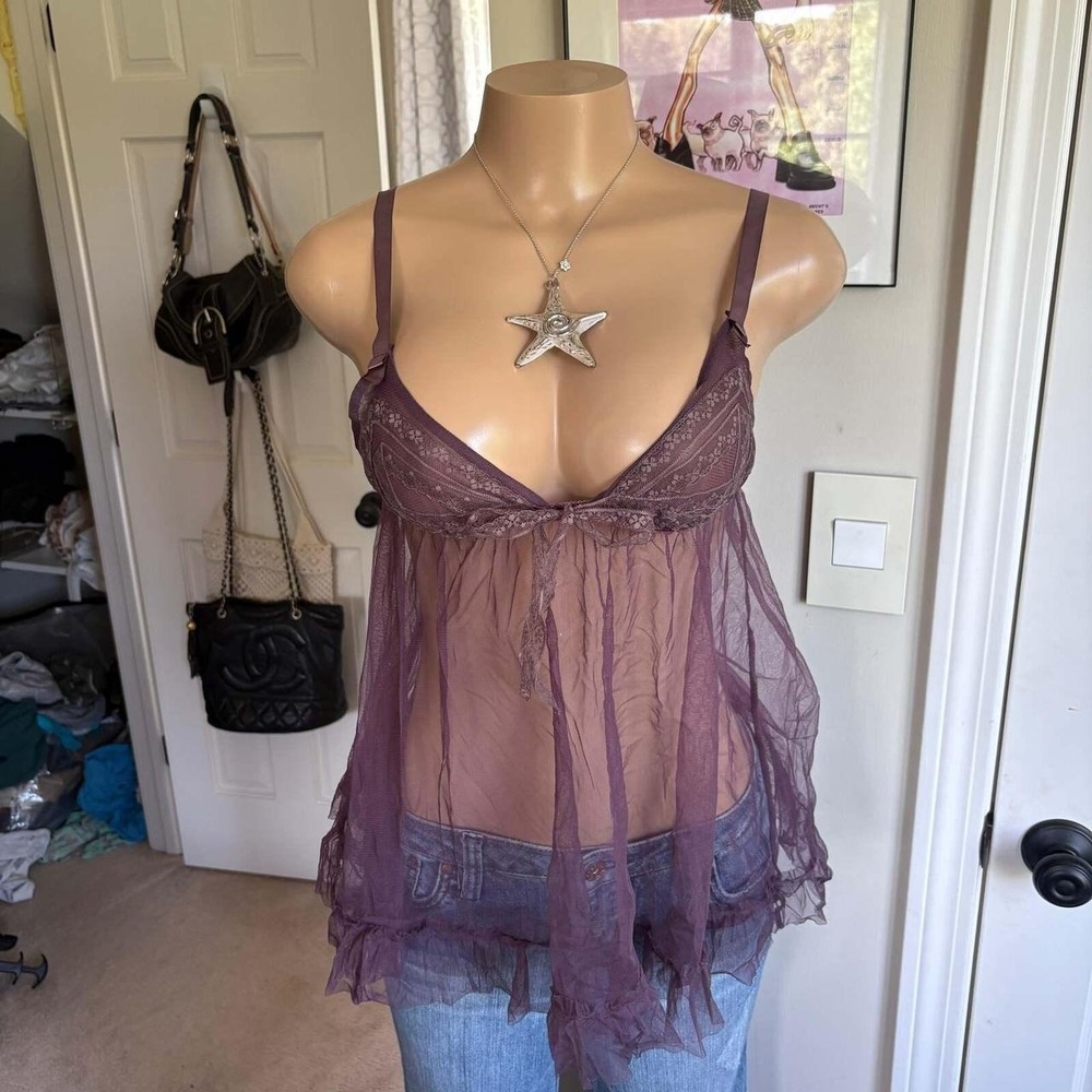 00s Victoria's Secret purple sheer babydoll cami (size M)